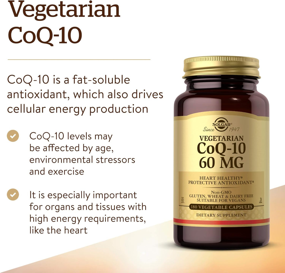 Vegan CoQ-10 60 mg 180 Vegetable Capsules