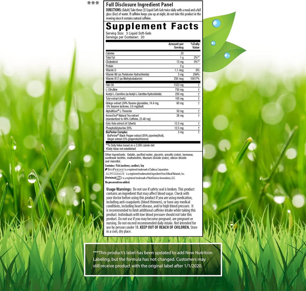 Irwin Naturals Brain Awake RED with Nitric Oxide Booster - 60 Liquid Soft-Gel - Support Brain Health & Optimize Performance - 20 Total Servings