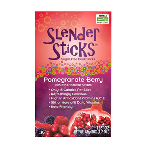 NOW Foods, Slender Sticks, Pomegranate Berry, 15 Calories Per Stick, Refreshingly Delicious, with Antioxidant Vitamins A,C, E, 12/Box