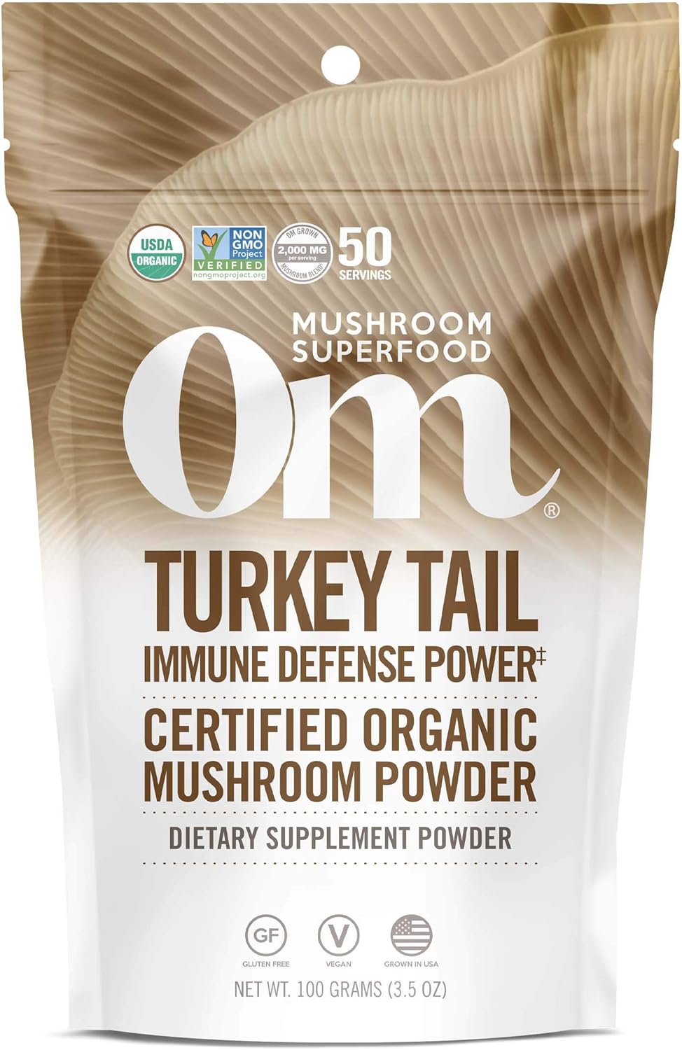 OM MUSHROOM SUPERFOOD Turkey Tail Organic Mushroom Powder, 3.5 Ounce, 50 Servings, Immune Support, Polysacchrides, Beta-Glucans, Gut Health &amp; Holistic Defense Mushroom Supplement