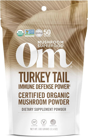 OM MUSHROOM SUPERFOOD Turkey Tail Organic Mushroom Powder, 3.5 Ounce, 50 Servings, Immune Support, Polysacchrides, Beta-Glucans, Gut Health & Holistic Defense Mushroom Supplement
