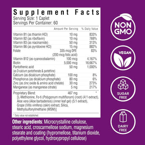 Hair Skin and Nails, Hair Growth Support, Healthy Skin & Nails, Biotin, Vitamins B1, B2, B3, B6 & B7 + B1, Supports Healthy Hair, Radiant Skin and Strong Nails, Vegan, 60 Caplets