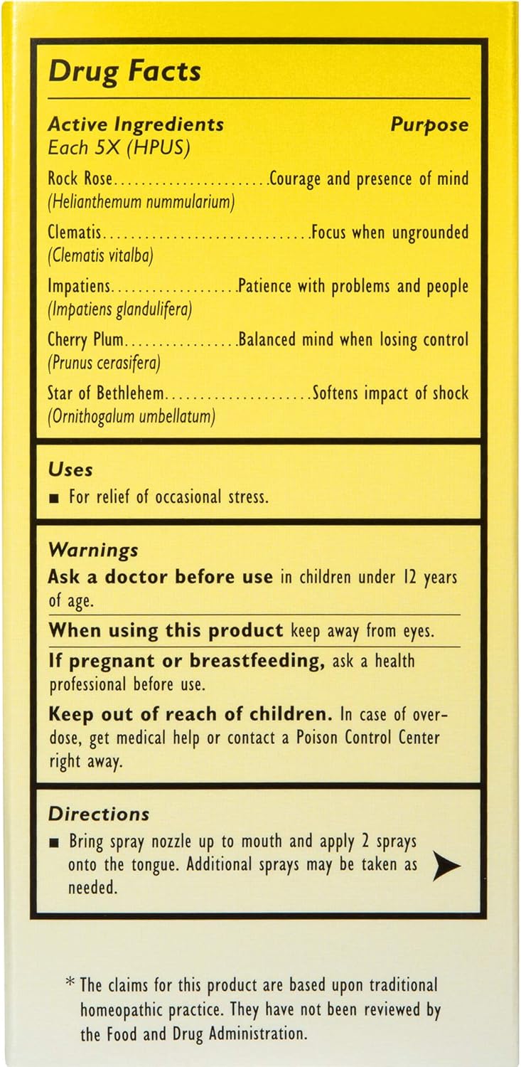 Bach RESCUE REMEDY Spray 20mL, Natural Stress Relief, Homeopathic Flower Essence, Vegan, Gluten & Sugar-Free, Non-Habit Forming