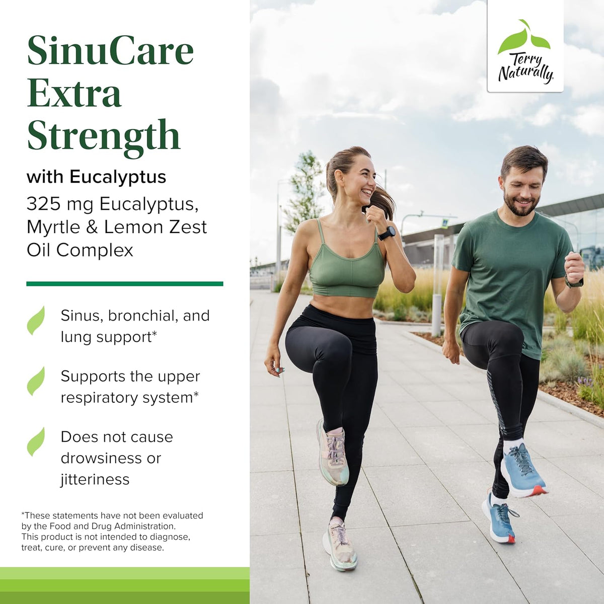 Terry Naturally SinuCare Extra Strength - Dietary Supplement with Eucalyptus &amp; Myrtle - Immune &amp; Lung Health Support - Supplement Formula to Aid Sinus Health - 30 Servings