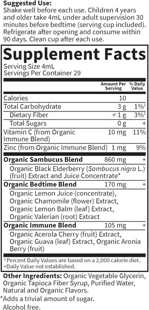 Garden of Life Organics Elderberry Immune Support for Kids with Zinc, Vitamin C - Kids Elderberry & Sleep Immune Syrup Liquid, Bedtime Herbs for Children, No Alcohol, No Added Sugar, 3.92 fl oz