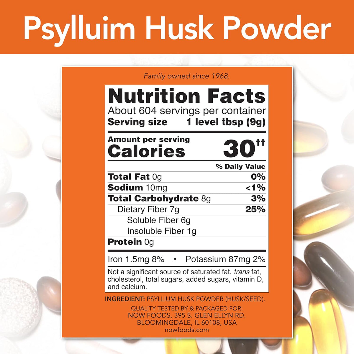 NOW Foods Supplements, Psyllium Husk Powder, Non-GMO Project Verified, Soluble Fiber, 12-Pound