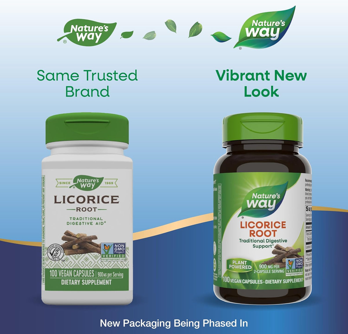Nature&#39;s Way Licorice Root, Traditional Digestive Support Supplement*, 900 mg per 2-Capsule Serving, Non-GMO Project Verified, 100 Vegan Capsules