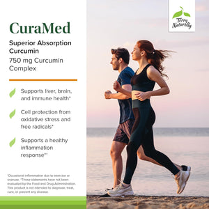 Terry Naturally CuraMed 750mg - Antioxidant Supplement for Brain & Heart Health Support - Dietary Supplement with High-Potency Curcumin Complex - Kidney, Liver & Immune Health Support - 60 Softgels