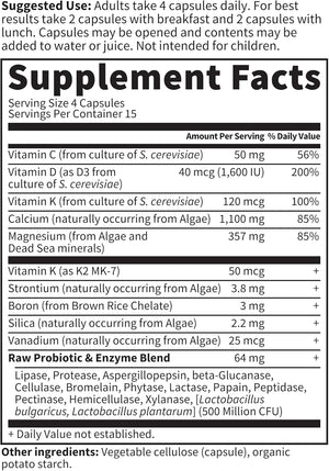 Garden of Life Raw Calcium Supplement for Women and Men - Vitamin Code Made from Whole Foods with Magnesium, K2, Vitamin D3 and Vitamin C Plus Probiotics for Digestion, 60 Capsules