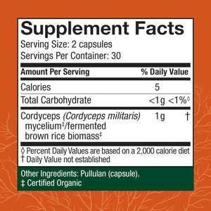 Host Defense Cordyceps Capsules - Immune & Energy Support Supplement - Kidney Health Supplement with Cordyceps - Fitness Support Supplement to Aid Oxygen Uptake - 60 Capsules