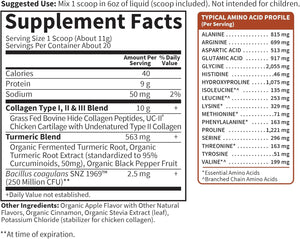 Garden of Life Multi-Sourced Protein Hydrolyzed Collagen Peptides Powder Supplements for Women Men Joints Mobility, Apple Cinnamon, Turmeric, 20 Servings, 7.76 Oz