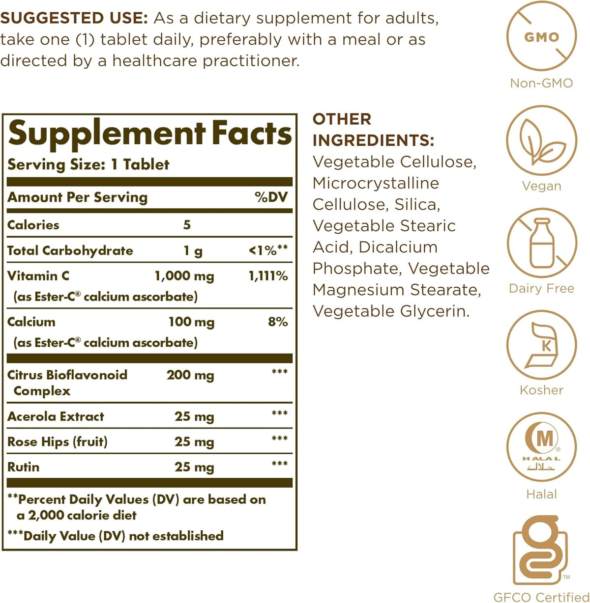 Solgar Ester-C Plus 1000 mg Vitamin C 180 Tablet
