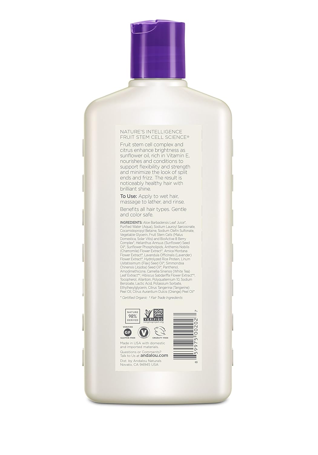 Andalou Naturals Lavender & Biotin Full Volume Shampoo,Purple,11.5 Fl Oz