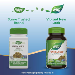 Nature's Way Fennel Seed, Traditional Digestive Support*, 480 mg per Serving, Gluten Free & Vegan, Non-GMO Project Verified, 100 Capsules