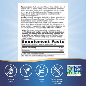 Nature's Way Senna Leaves, Relieves Occasional Constipation*, 1,350 mg per 3-Capsule Serving, Non-GMO Project Verified, 100 Capsules