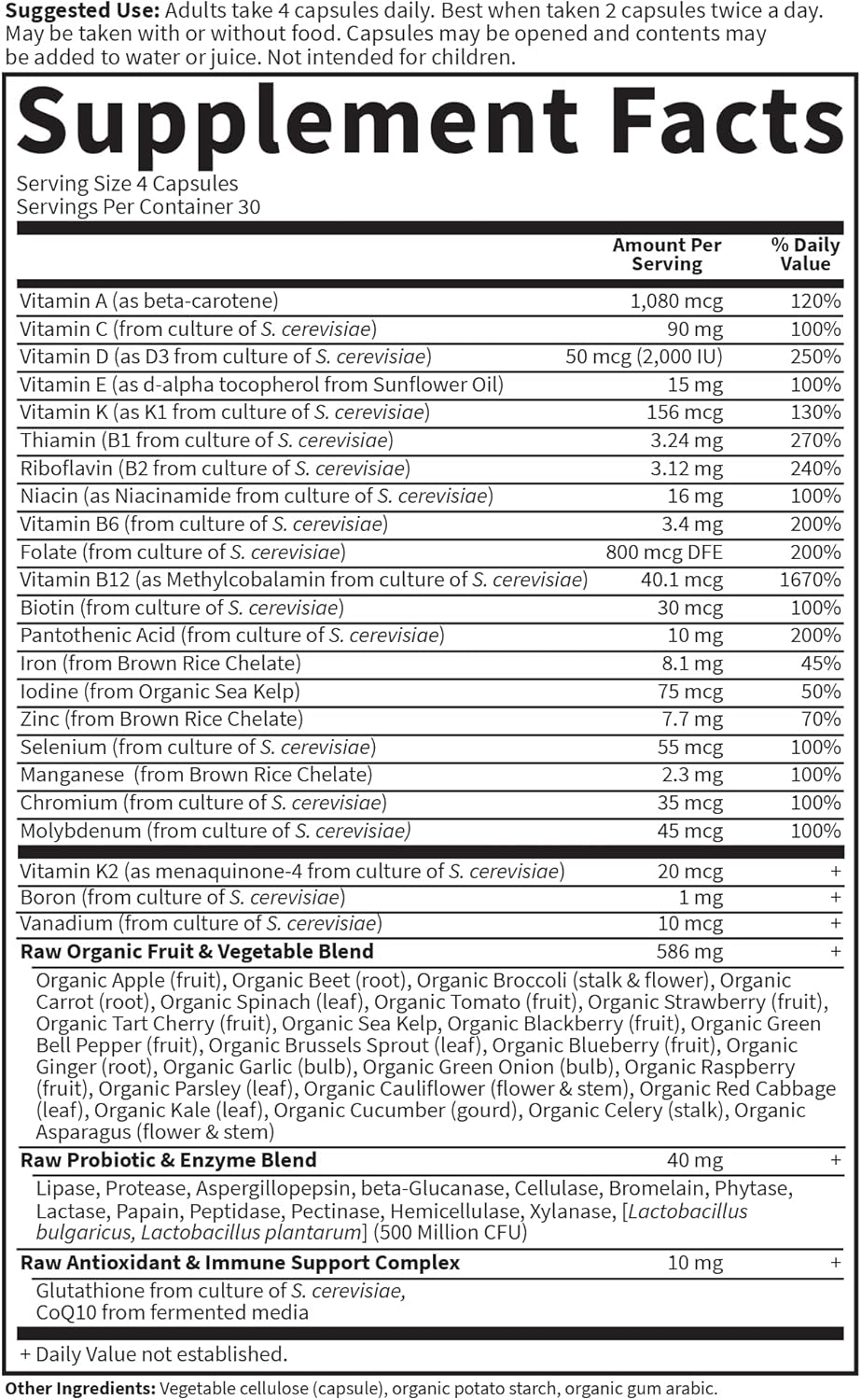 Garden of Life Multivitamin for Women, Vitamin Code Women&#39;s Multi - 120 Capsules, Whole Food Womens Multi, Vitamins, Iron, Folate not Folic Acid &amp; Probiotics for Womens Energy, Vegetarian Supplements