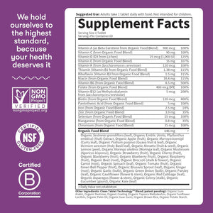 Garden of Life Organics Multivitamin for Women - Women's Once Daily Multi - Whole Food Multi with Iron, Biotin, Vegan Organic Womens Multivitamin for Health, Energy Hair Skin and Nails, 60 Tablets