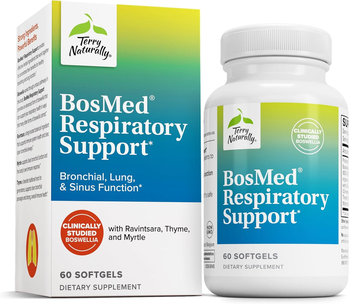 Terry Naturally BosMed Respiratory Support Supplement - Herbal and Healthy Supplement for Lung Support and Clear Bronchial Passages - 60 Softgels
