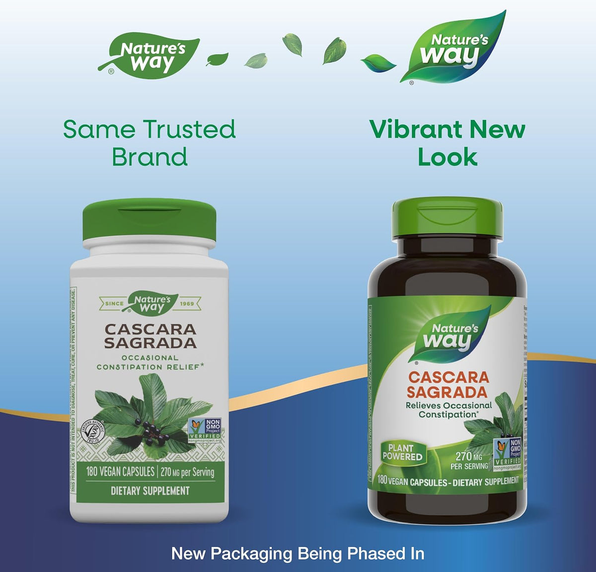 Nature’s Way Cascara Sagrada Bark, Occasional Constipation Relief*, Supports Regularity*, Non-GMO Project Verified, 270 mg per Serving, 180 Capsules