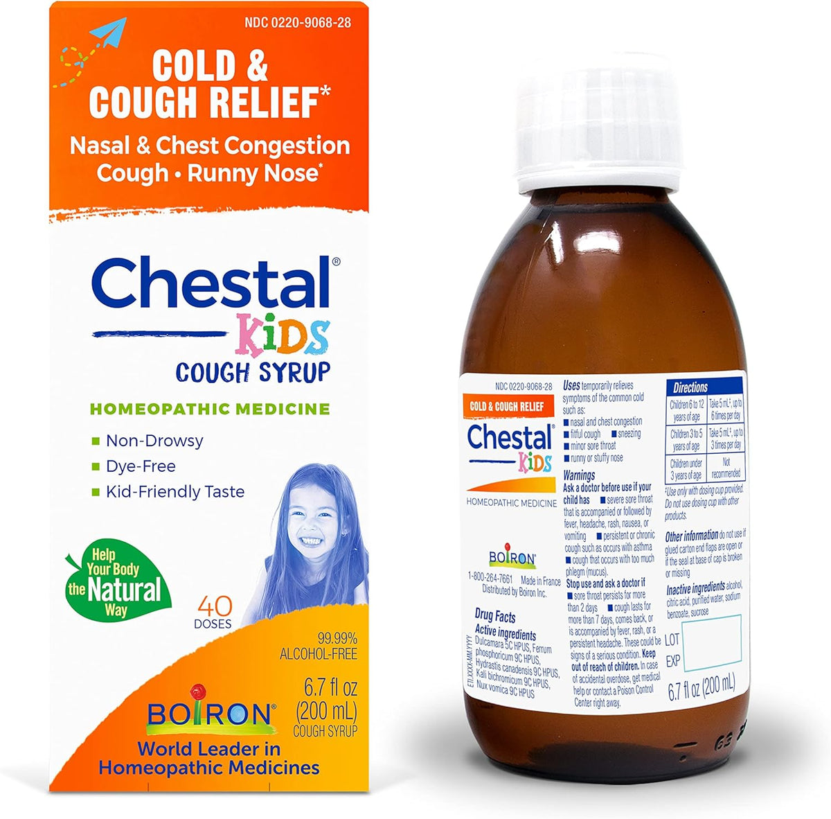 Boiron Chestal Kids Cold &amp; Cough Homeopathic Medicine For Cold &amp; Cough 6.7 fl oz Liquid