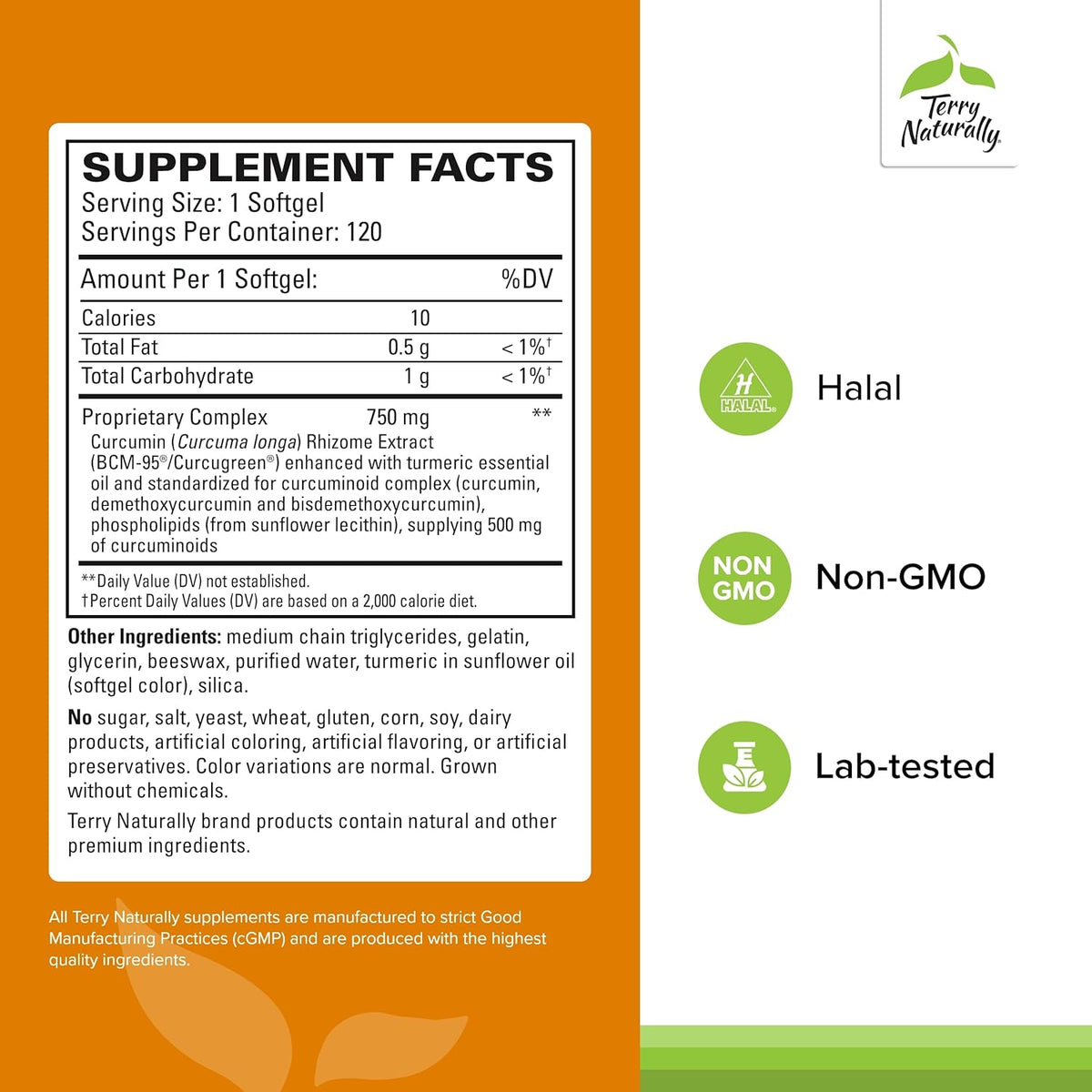 Terry Naturally CuraMed 750mg - Antioxidant Supplement for Brain &amp; Heart Health Support - Dietary Supplement with High-Potency Curcumin Complex - Kidney, Liver &amp; Immune Health Support - 120 Softgels