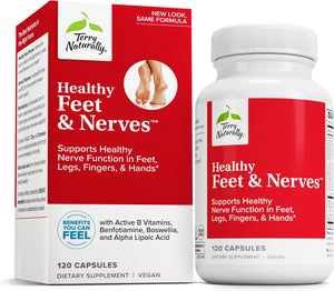Terry Naturally Healthy Feet & Nerves - Herbal Supplement with Bioactive Vitamin B12 - Circulation & Nerve Health Support Supplement - Vegan Capsules with Boswellia Serrata - 120 Capsules