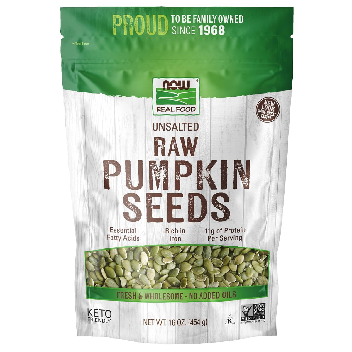 NOW Foods, Pumpkin Seeds, Raw and Unsalted, Essential Fatty Acids, Rich in Iron, Excellent Source of Protein, Certified Non-GMO, 1-Pound