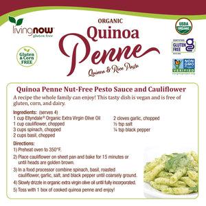 NOW Foods, Organic Quinoa Penne, Gluten-Free, Corn-Free, Non-GMO, Quinoa and Rice Pasta, 8-Ounce