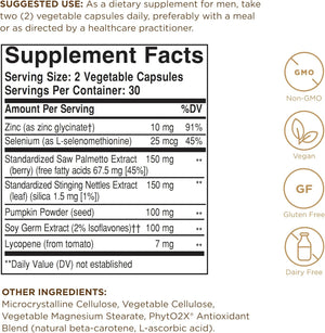 Solgar Prostate Support - 60 Vegetable Capsules - Non-GMO, Vegan, Gluten Free & Dairy Free - 30 Servings