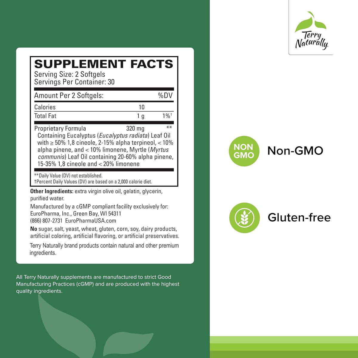 Terry Naturally SinuCare - Bronchial Wellness Support Supplement - Healthy Sinus Aid - Dietary Supplement to Support Healthy Lungs - 60 Softgels