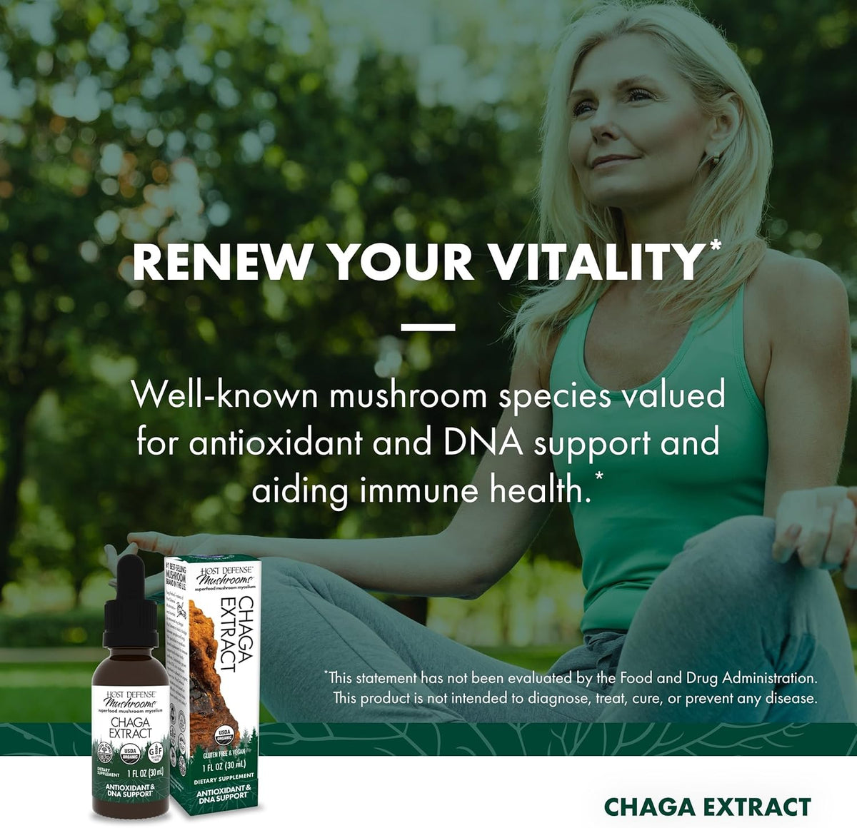 Host Defense Chaga Extract - Immune System Support Supplement - Chaga Mushroom for Antioxidant Activity Support - Liquid Dietary Mushroom Supplement - 1 fl oz (30 Servings)