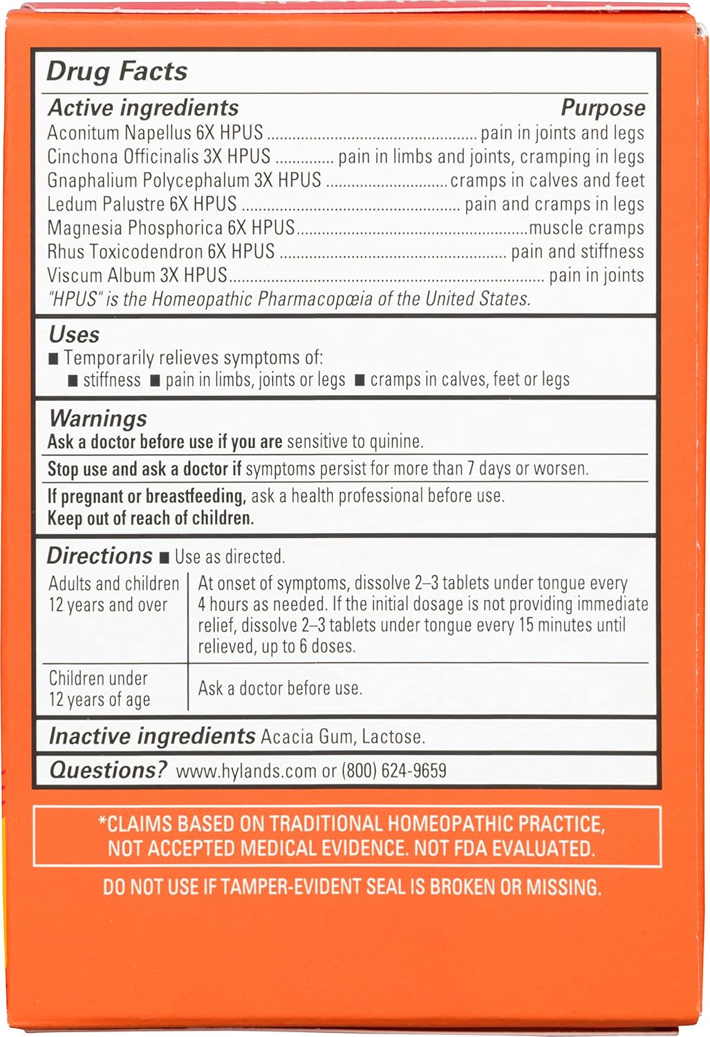 Hyland&#39;s Leg Cramps Tablets, Natural Relief of Calf, Leg and Foot Cramp, 50 Count