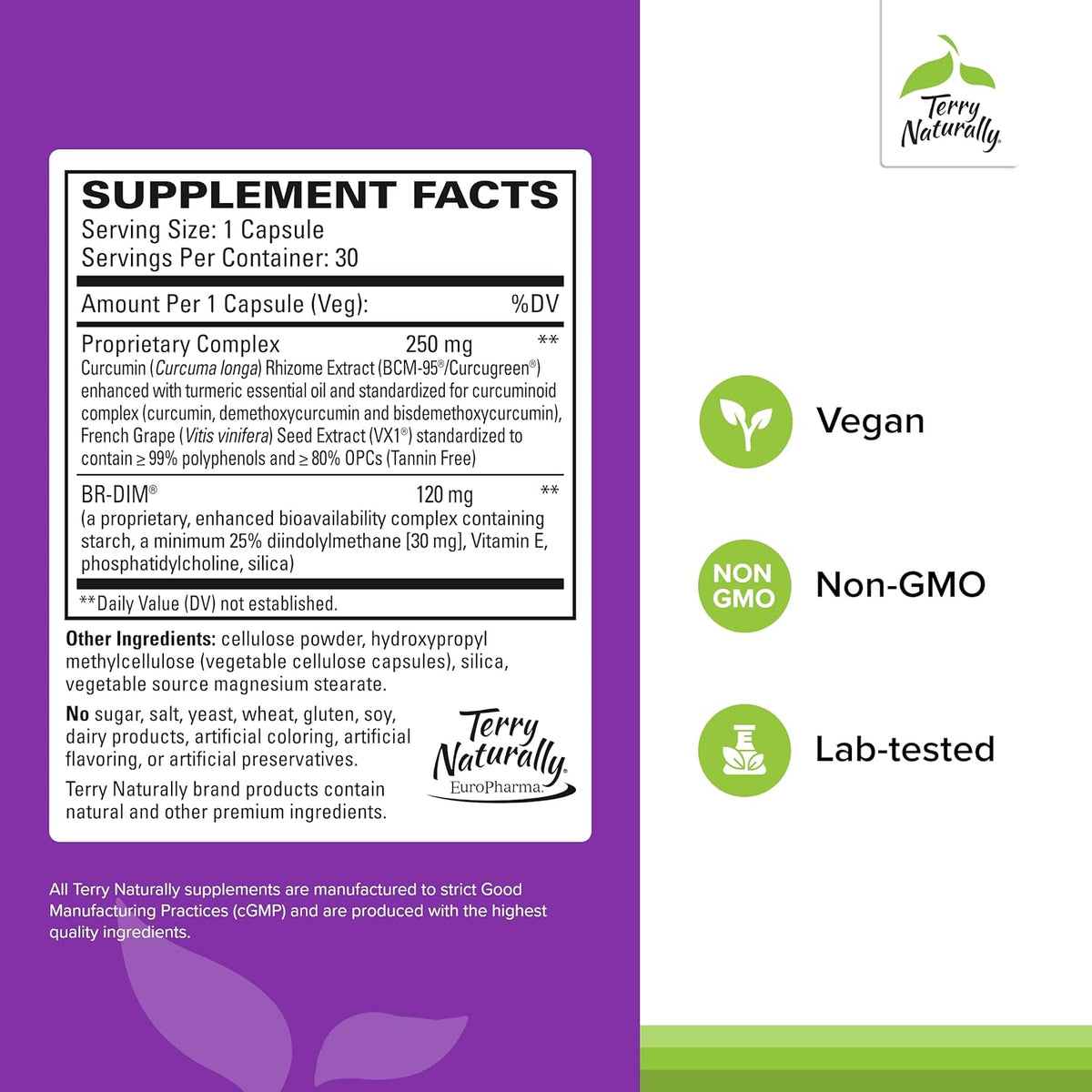 Terry Naturally DIM Complex - Dietary Supplement with BCM-95 Curcumin - Supplement to Support Healthy Hormone Balance, Liver Health & Menopause Symptom Relief - 30 Capsules