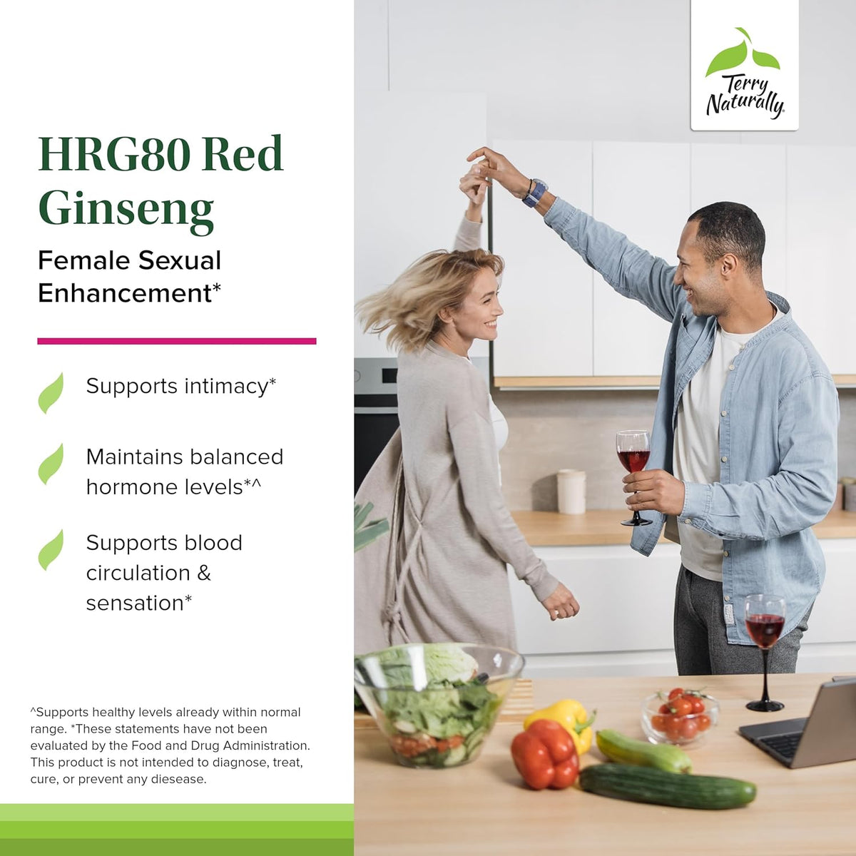 Terry Naturally HRG80 Red Ginseng Female Sexual Enhancement - Dietary Supplement for Circulation, Endurance &amp; Energy Support - Vitality Support with Ashwagandha, Red Ginseng &amp; Zinc - 48 Capsules