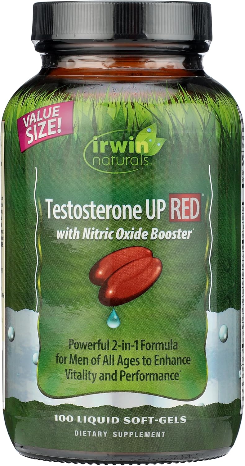 Irwin Naturals Testosterone UP Red with Nitric Oxide Booster, 100 Liquid Soft-Gels