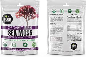 The Food Movement Co. Organic Raw Irish Sea Moss Powder - Mineral Dense Superfood for Cellular Health, Thyroid and Immune Support, Detox - Vegan and Kosher Algae Trace Minerals
