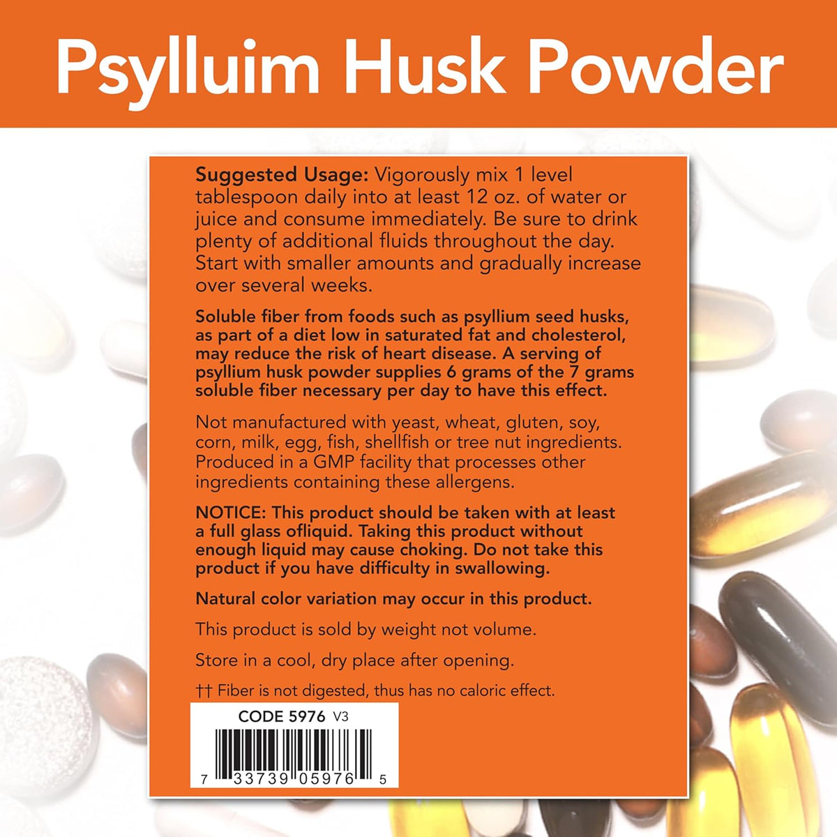 NOW Foods Supplements, Psyllium Husk Powder, Non-GMO Project Verified, Soluble Fiber, 12-Pound