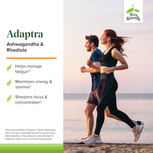 Terry Naturally Adaptra - Supplement to Support Adrenal Health - Ashwagandha Supplement with Rhodiola Rosea Extract - Herbal Supplement to Support Energy & Concentration - 60 Capsules