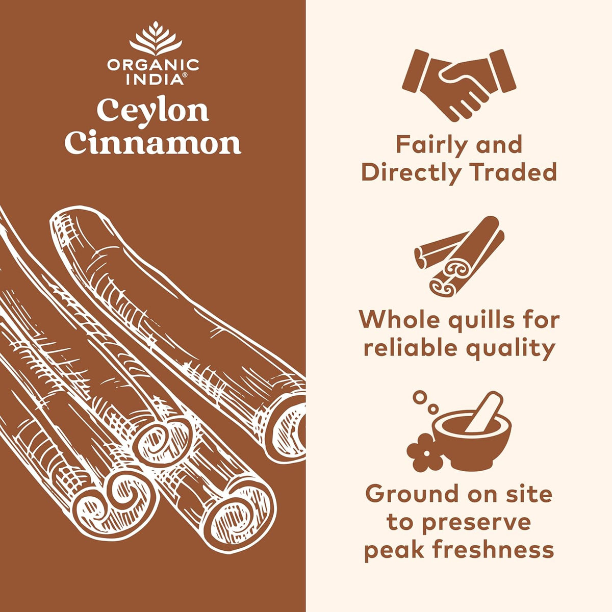 ORGANIC INDIA Ceylon Cinnamon Supplement - Organic Ceylon Cinnamon Capsules, Cinnamon Pills Herbal Supplement, Support Digestion, Source of Antioxidants, USDA Organic, Vegan, Gluten-Free - 90 Capsules