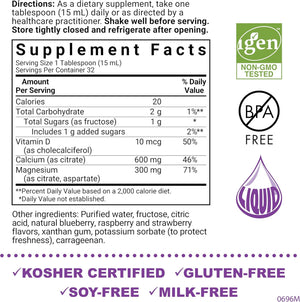 Bluebonnet Nutrition Liquid Calcium Citrate, Magnesium, Vitamin D3, Bone Health, Gluten Free, Soy Free, Milk Free, Kosher, 16 fl oz, 32 Servings, Mixed Berry Flavor