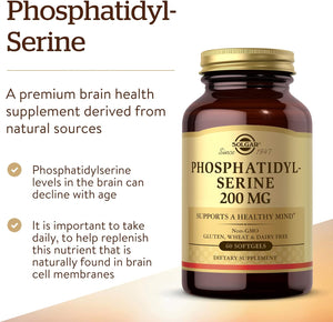 Solgar Phosphatidyl-Serine 200 mg, 60 Softgels - Premium Brain Health Supplement, Supports a Healthy Mind & Cognitive Function - Gluten Free, Dairy Free - 60 Servings
