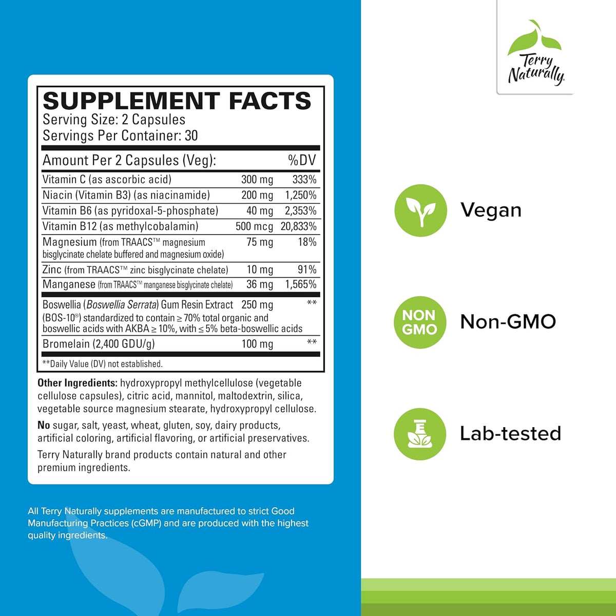 Terry Naturally Healthy Ligaments & Tendons - Dietary Supplement for Connective Tissue & Joint Lubrication Support - Non-GMO Formula to Aid Ligament & Muscle Health - 60 Capsules