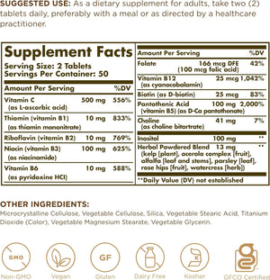 Solgar B-Complex with Vitamin C - 100 Tablets - Non-GMO, Vegan, Kosher & Gluten Free - 50 Servings