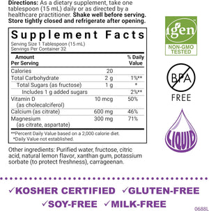 Bluebonnet Nutrition Liquid Calcium Citrate Magnesium Citrate, Vitamin D3, Bone Health, Gluten Free, Soy free, milk free, kosher, 32 Servings, Lemon Flavor, 16 Fl Oz (Pack of 1)