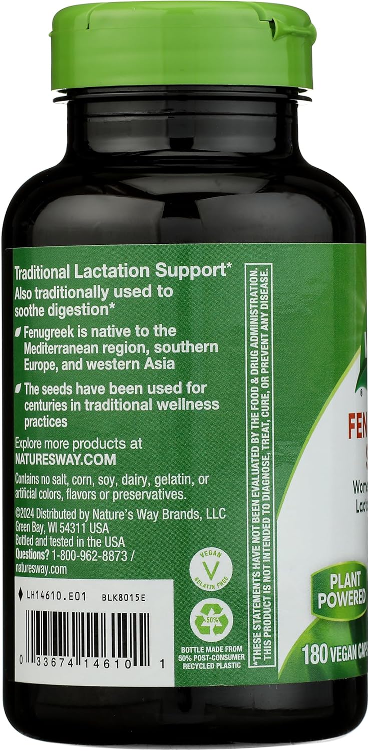 Nature&#39;s Way Fenugreek Seed, 1220 mg, 180 Vegan Capsules