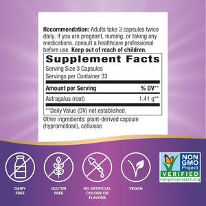 Nature's Way Astragalus Root, Traditional Immune Support*, 1,410 mg per 3-Capsule Serving, Non-GMO Project Verified, Vegan, 100 Capsules
