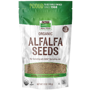 NOW Foods, Organic Alfalfa Seeds For Sprouting, Grown in the USA, Certified Non-GMO, 12-Ounce