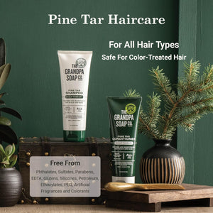 The Grandpa Soap Company Pine Tar Shampoo - Cleanses and Moisturizes Dry Scalp, With Pine Tar and Tea Tree Oil, All Hair Types, Vegan, Sulfates and Parabens Free, 8 Fl Oz