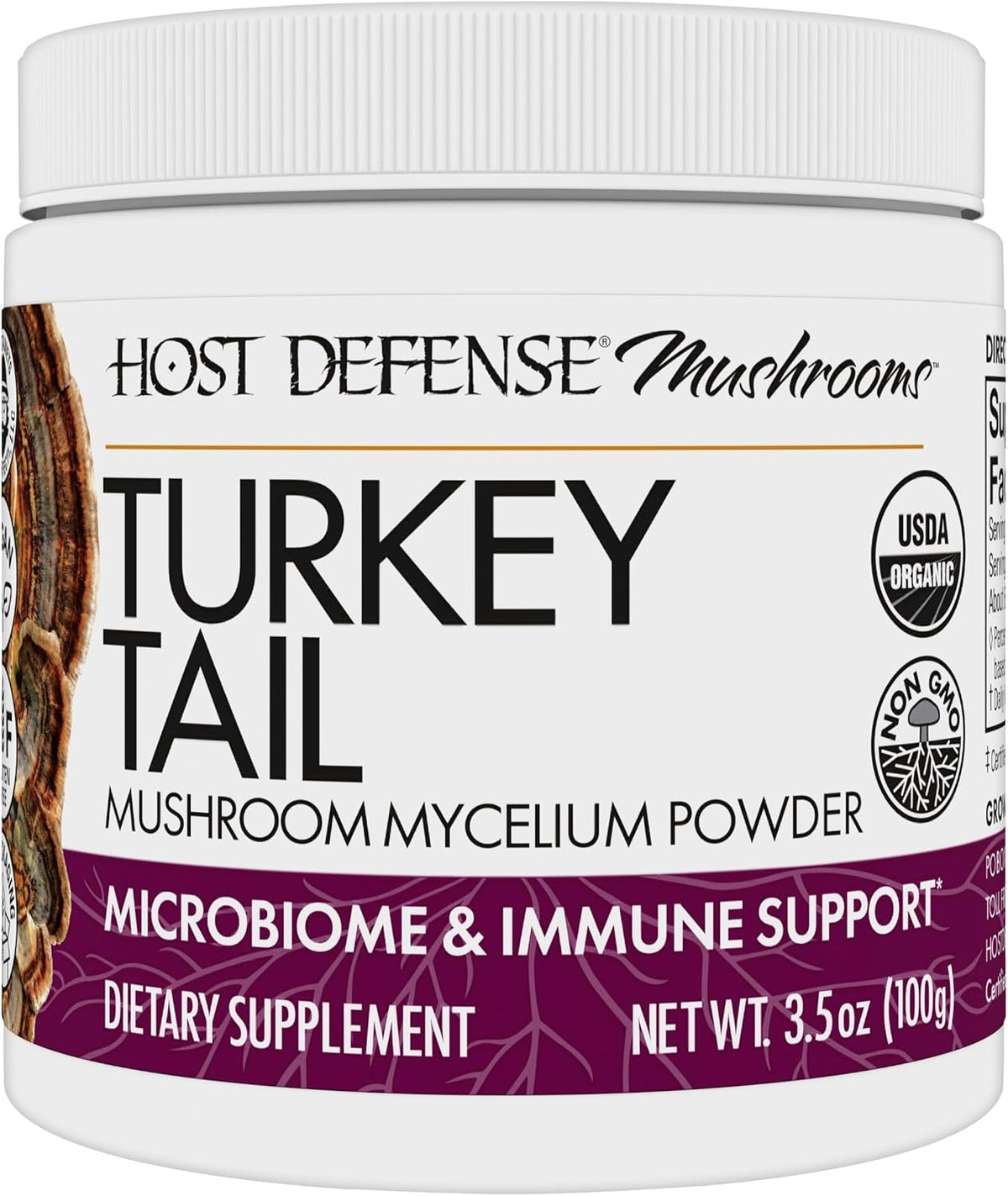 Host Defense Turkey Tail Mushroom Powder - Digestive Health &amp; Immune Response Support Supplement - Mushroom Supplement for Gastrointestinal &amp; Gut Microbiome Support - 3.5 oz (66 Servings