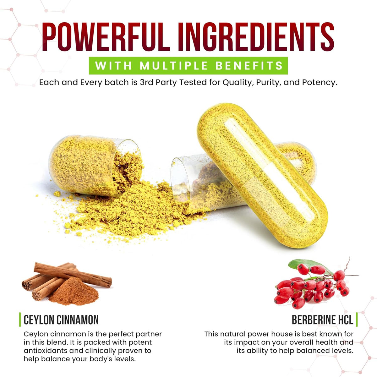 Berberine 1200mg with Ceylon Cinnamon - Berberine HCL and True Cinnamon for Blood Sugar and Metabolic Support - Non-GMO and Vegan Formula - Natural Support for Healthy Lifestyle